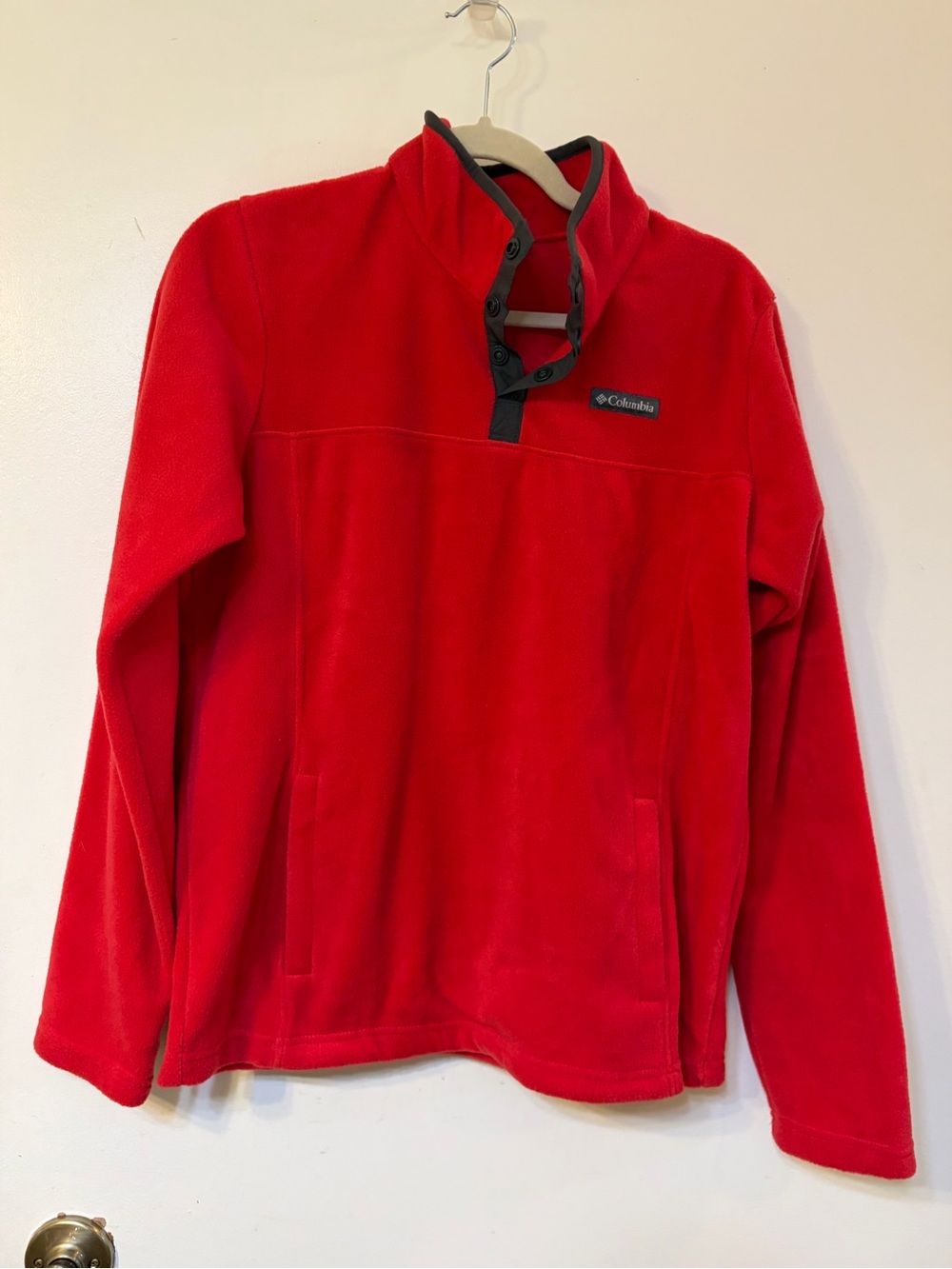 Columbia Red Fleece Pullover with Black Trim